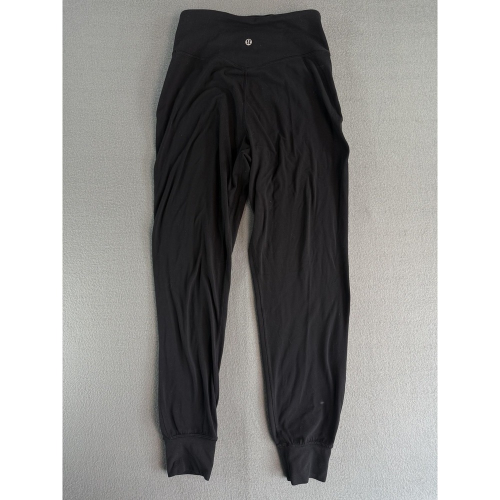 Lululemon Jogger Pants Womens 4 Black High‎ Rise Elastic Waist Cuffed Pockets